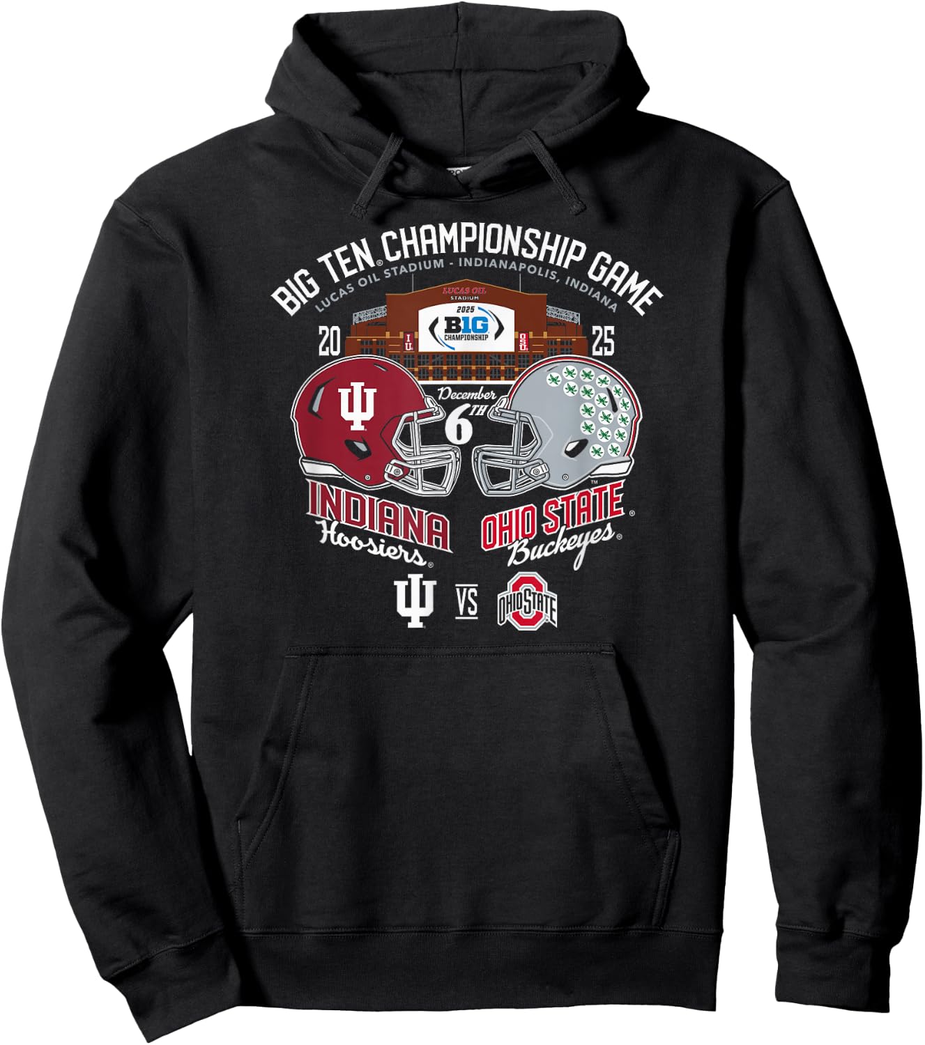 Indiana vs Ohio State Big Ten Championship 2025 Football Hoodie - Hoodie | Black