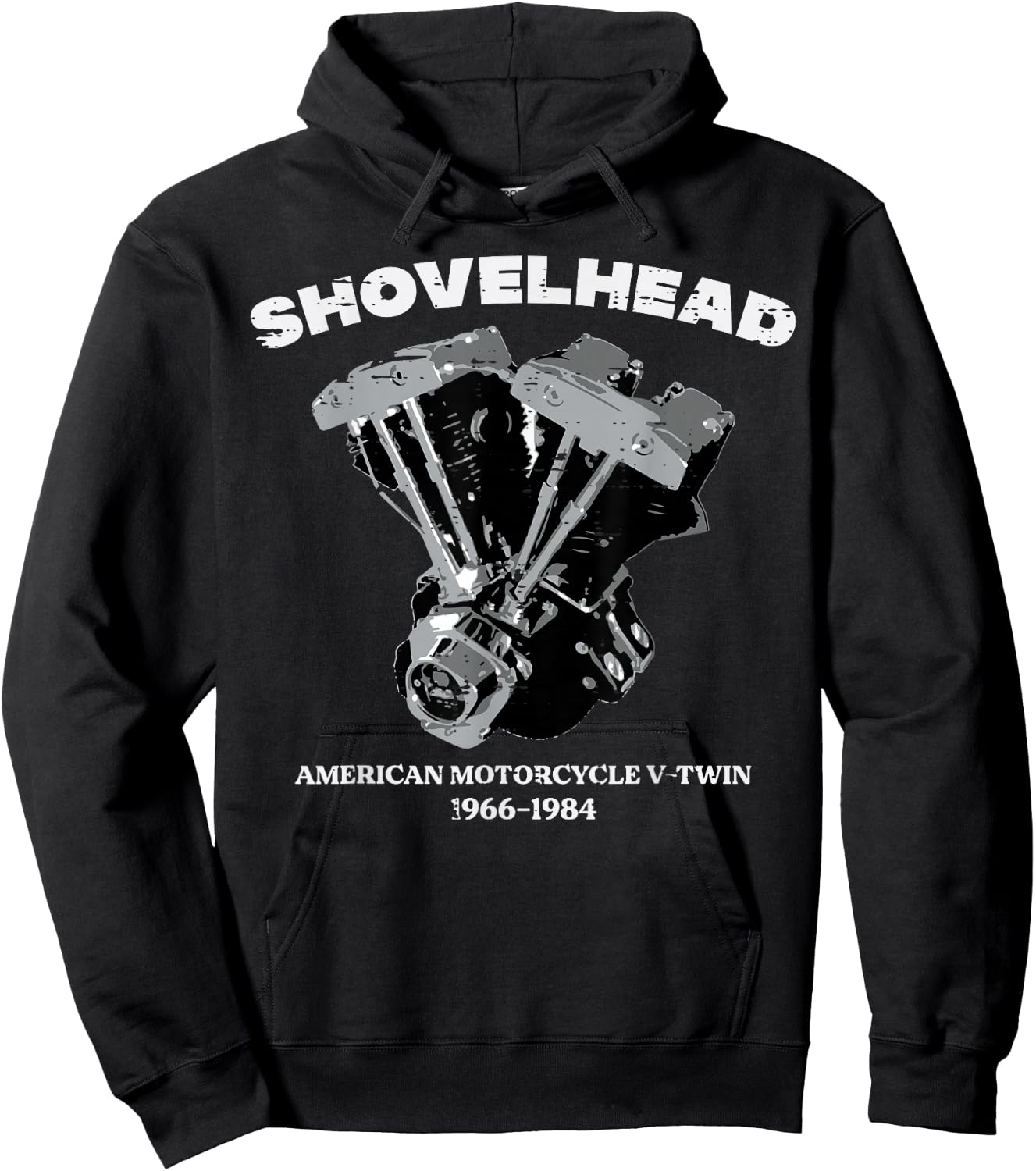 Biker Shovelhead Motorcycle Engine Vintage Men Women Kids Hoodie - Hoodie | Black