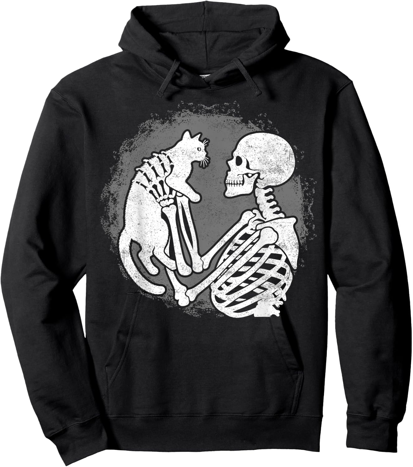 Skeleton Cat Skull Kitty Cute Halloween Men Women Kids Hoodie - Hoodie | Black