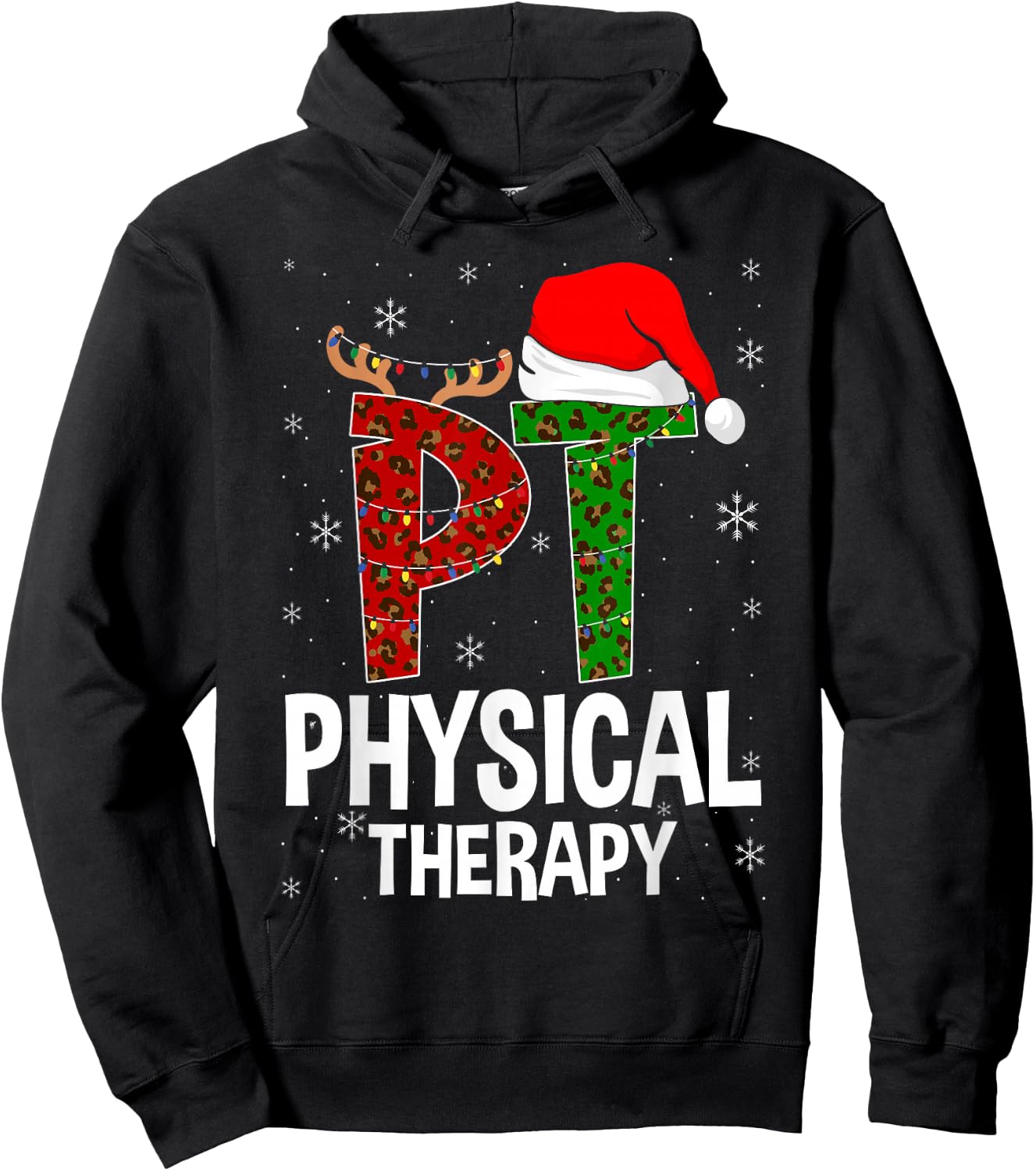 Physical Therapy Christmas Santa Hat Pt Therapist Xmas Hoodie - Hoodie | Black