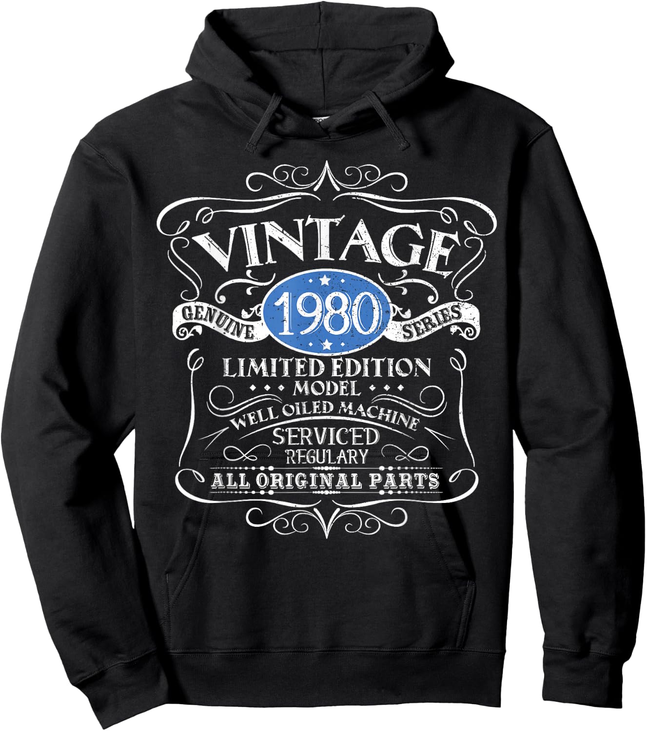 Vintage 1980 45th Birthday All Original Parts Design Hoodie - Hoodie | Black