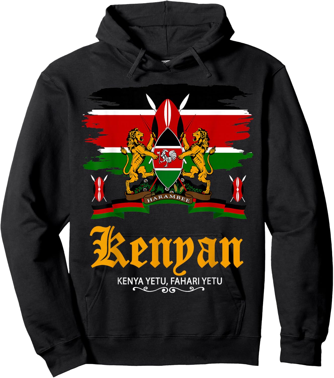 Kenyan Flag Outfit Idea For Kids & Kenya Flag Themed Hoodie - Hoodie | Black