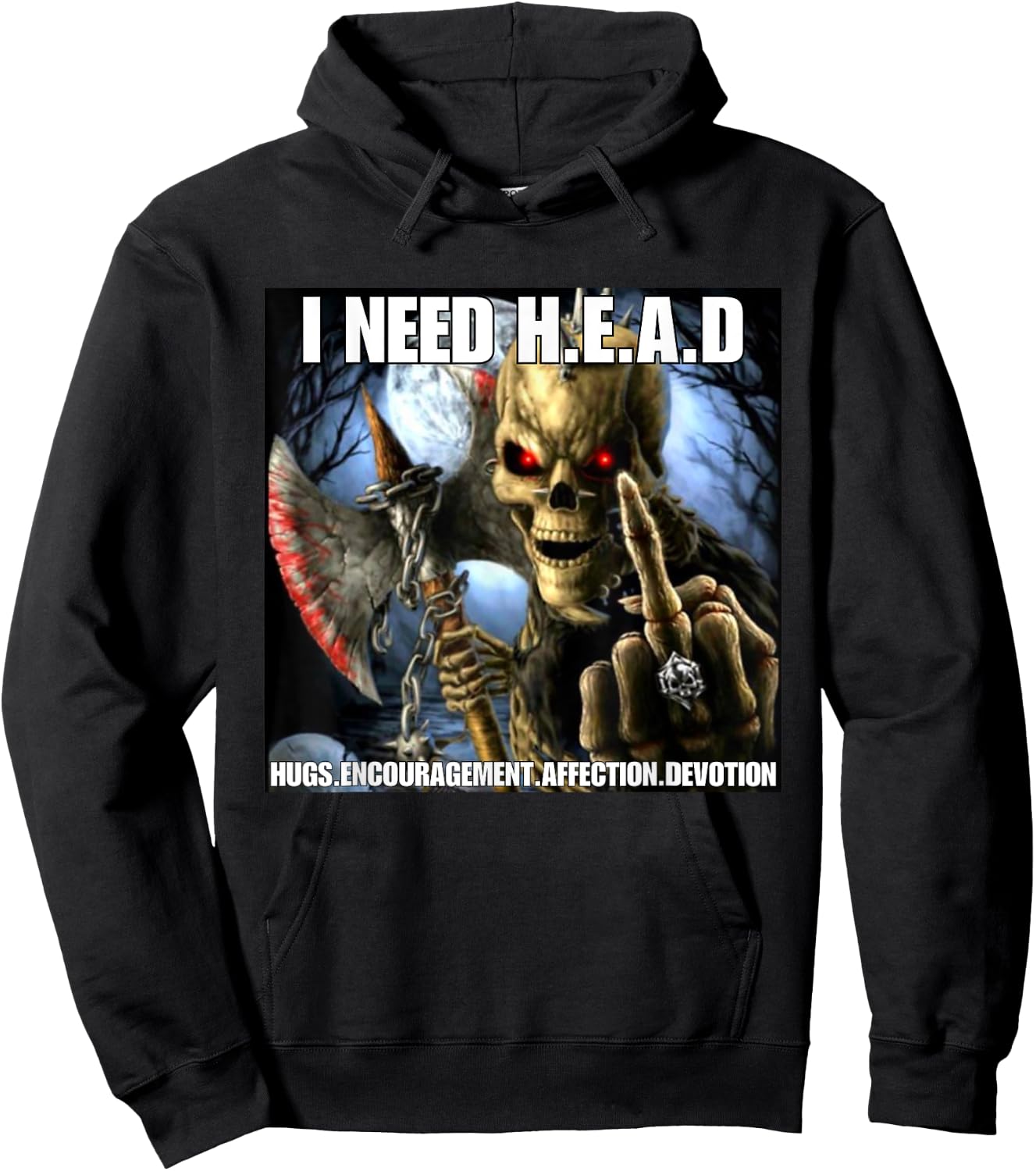 I Need Hugs Funny Cringe Hard Skeleton Meme Hoodie - Hoodie | Black