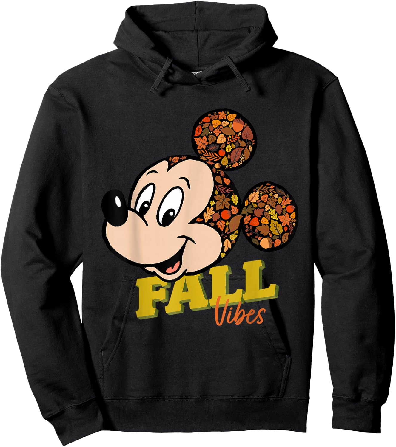 Disney Mickey Mouse Fall Vibes Autumn Leaves Hoodie - Hoodie | Black