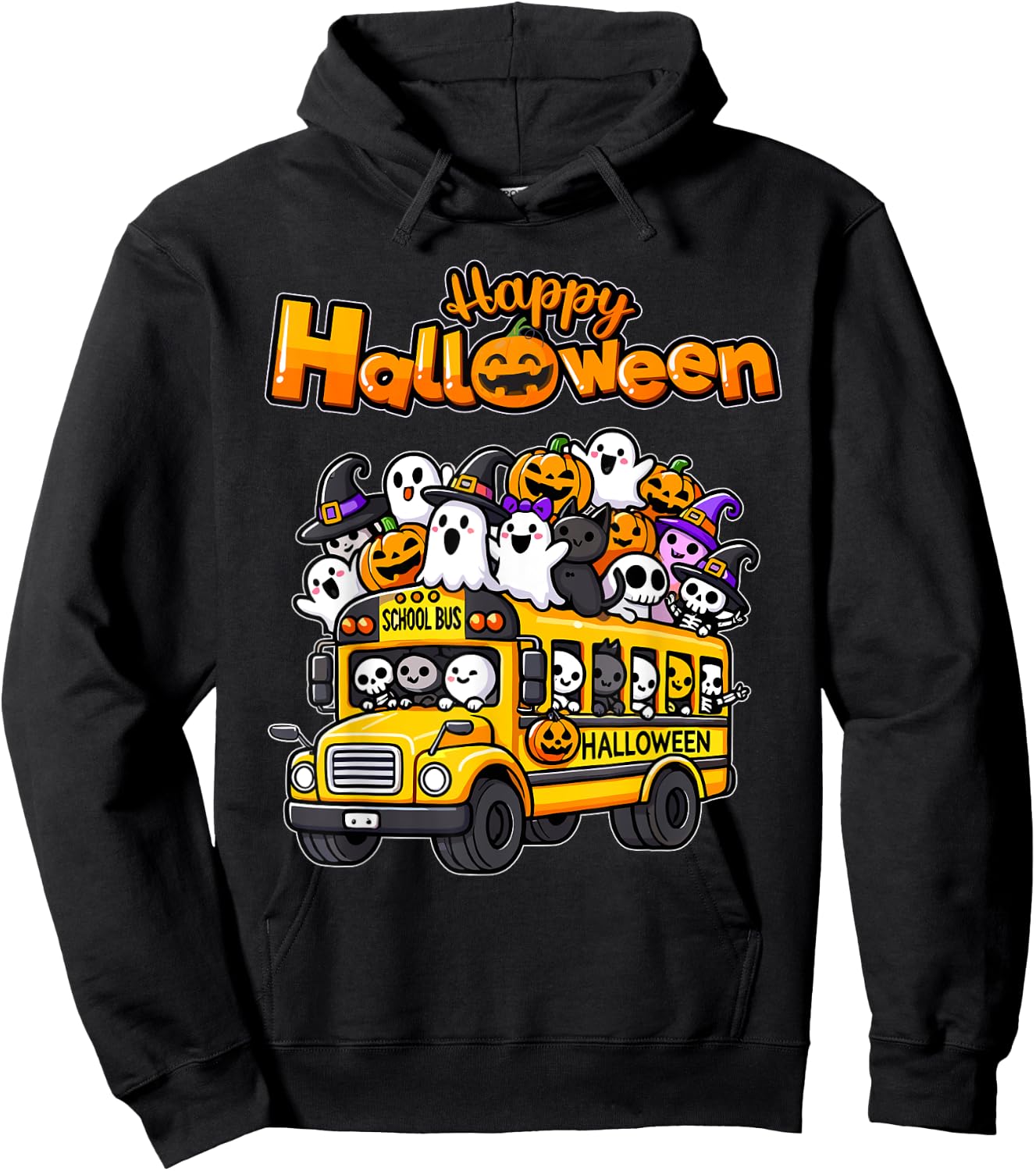Teacher Halloween School Bus Driver Cute Ghost Witch Party Hoodie - Hoodie | Black