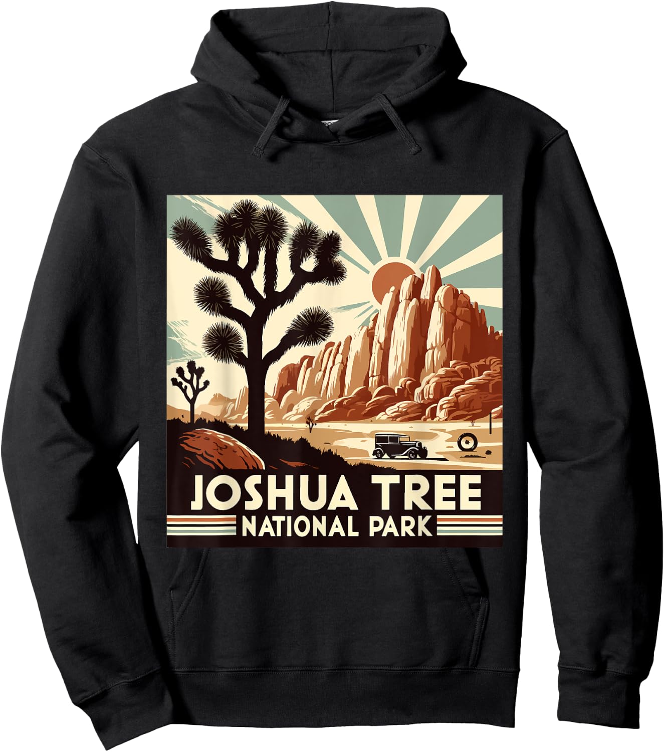 Joshua Tree National Park Vintage Hiking Camping Outdoor Hoodie - Hoodie | Black
