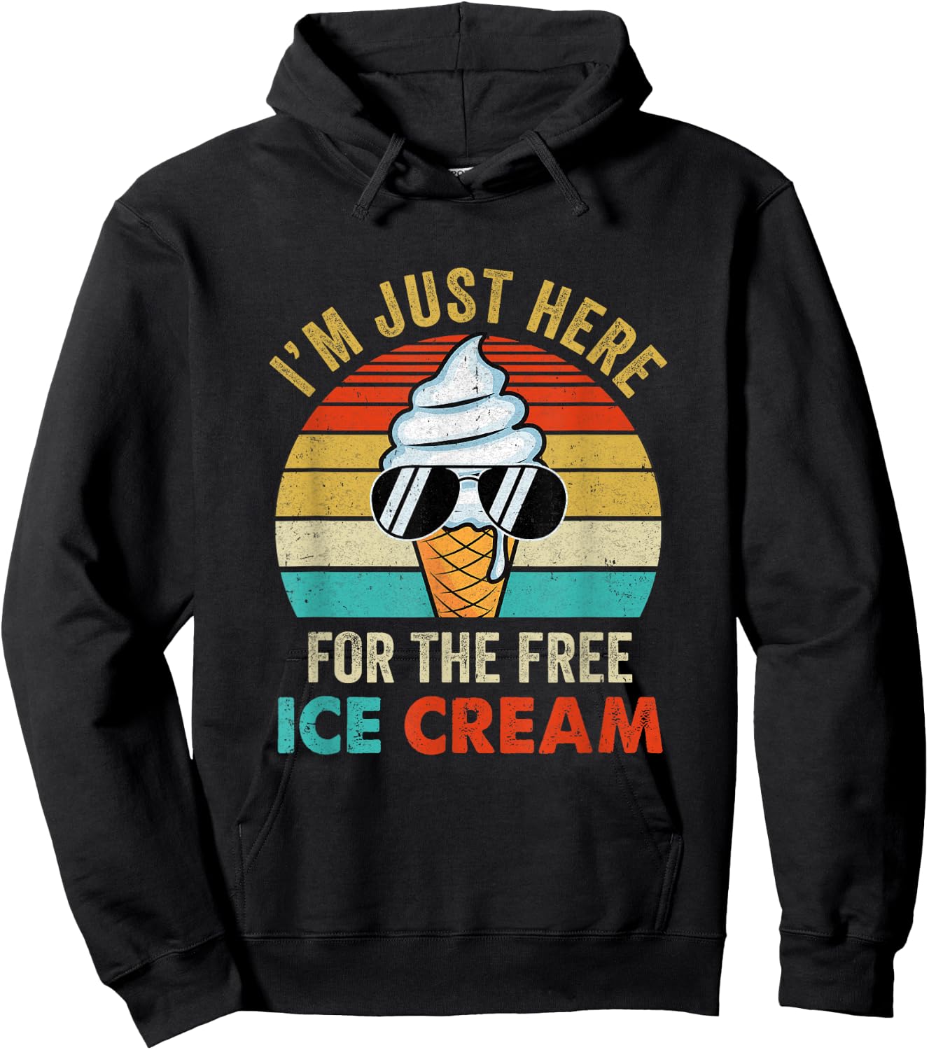 I'm Just Here for The Free Ice Cream Funny Cruise 2025 Retro Hoodie - Hoodie | Black
