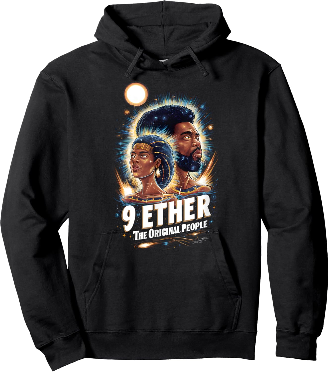 9 Ether The Original People Afrocentric Cosmic Design Hoodie - Hoodie | Black