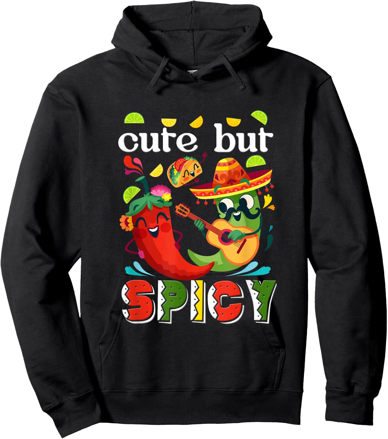 Kids Cinco De Mayo Mexican Cute But Spicy Chili Sombrero Hoodie - Hoodie | Black