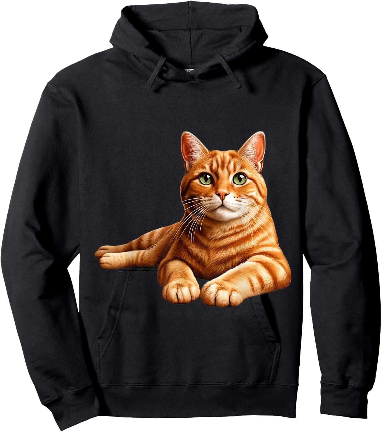 Realistic Orange Tabby Cat Cute Pet Portrait Women Kids Hoodie - Hoodie | Black