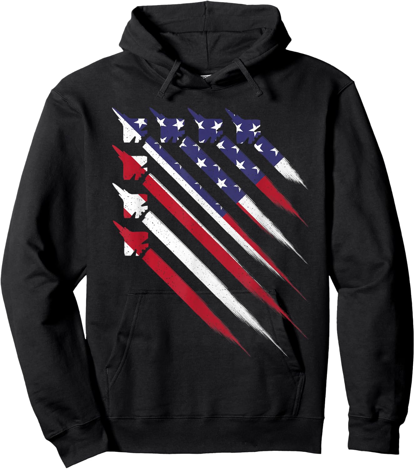 Patriotic 4th of July Jet USA American Flag Men Boys Hoodie - Hoodie | Black