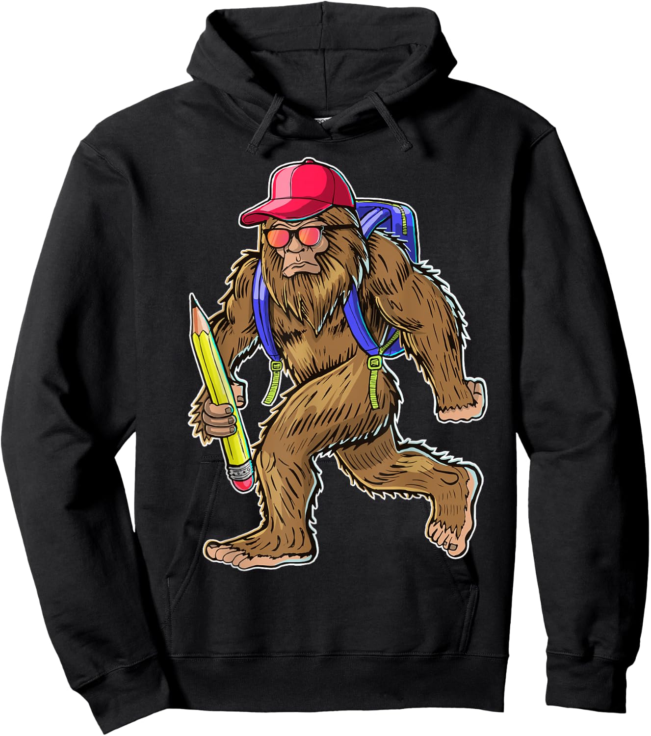 Funny Bigfoot Back to School Kid Bigfoot Backpack Boys Hoodie - Hoodie | Black