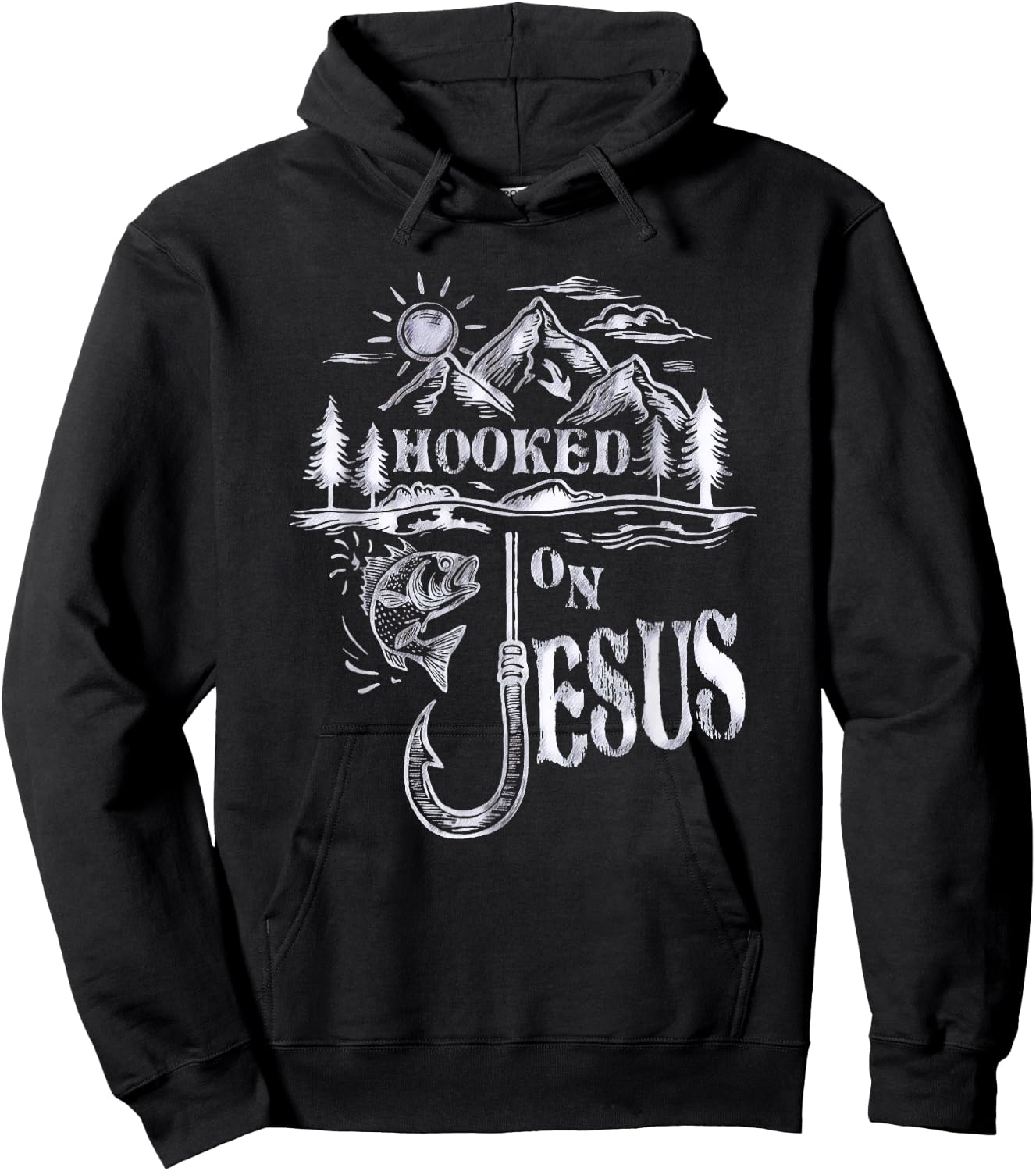 Hooked on Jesus Christ Faith Hope Love Religious Hoodie - Hoodie | Black