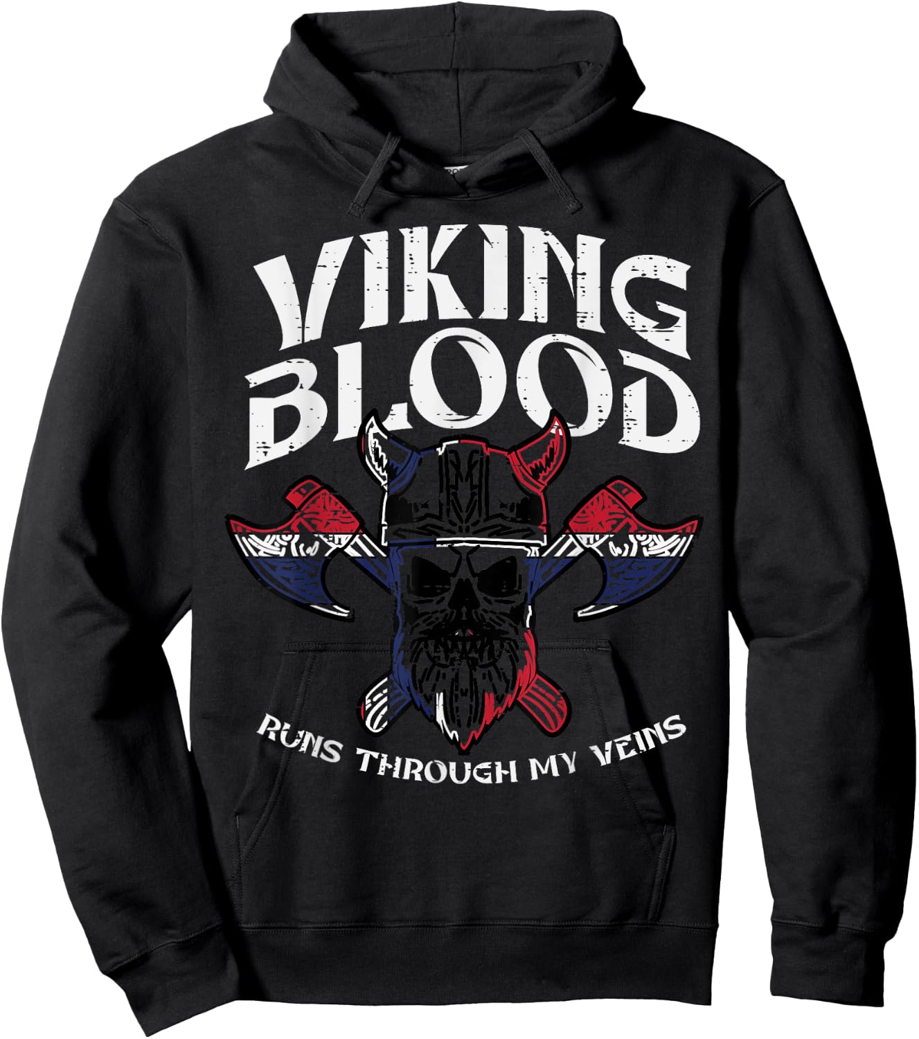 Viking Blood Runs Through My Veins Warrior Men Women Kids Hoodie - Hoodie | Black