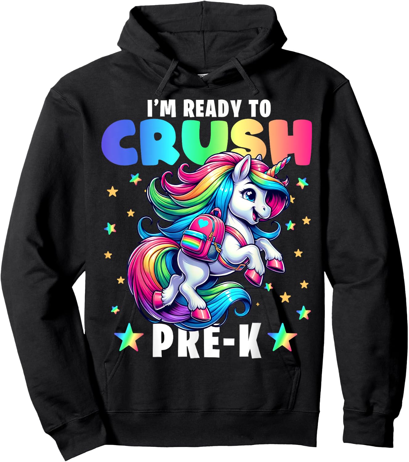 Crush Pre-K Girls Back to School Unicorn First Day Preschool Hoodie - Hoodie | Black