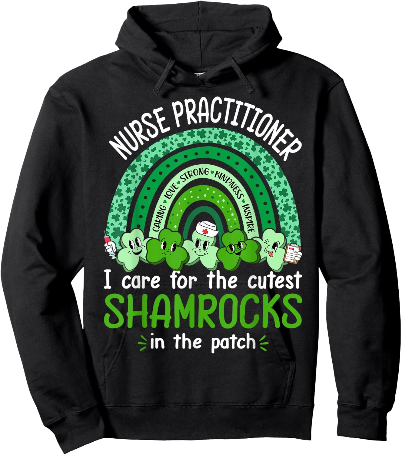 Nurse Practitioner Cutest Shamrocks Nurse St Patricks Day Hoodie - Hoodie | Black