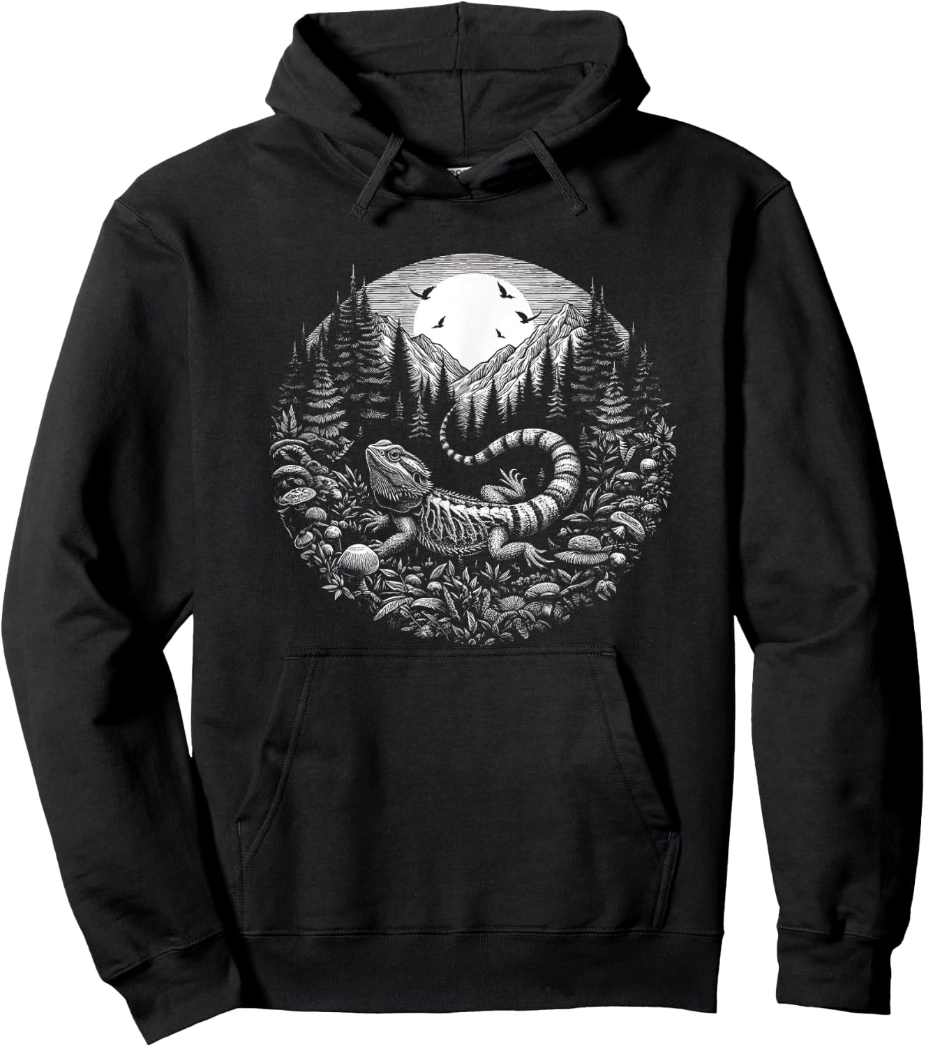 Bearded Dragon Art Forest Scene Design And Men Hoodie - Hoodie | Black