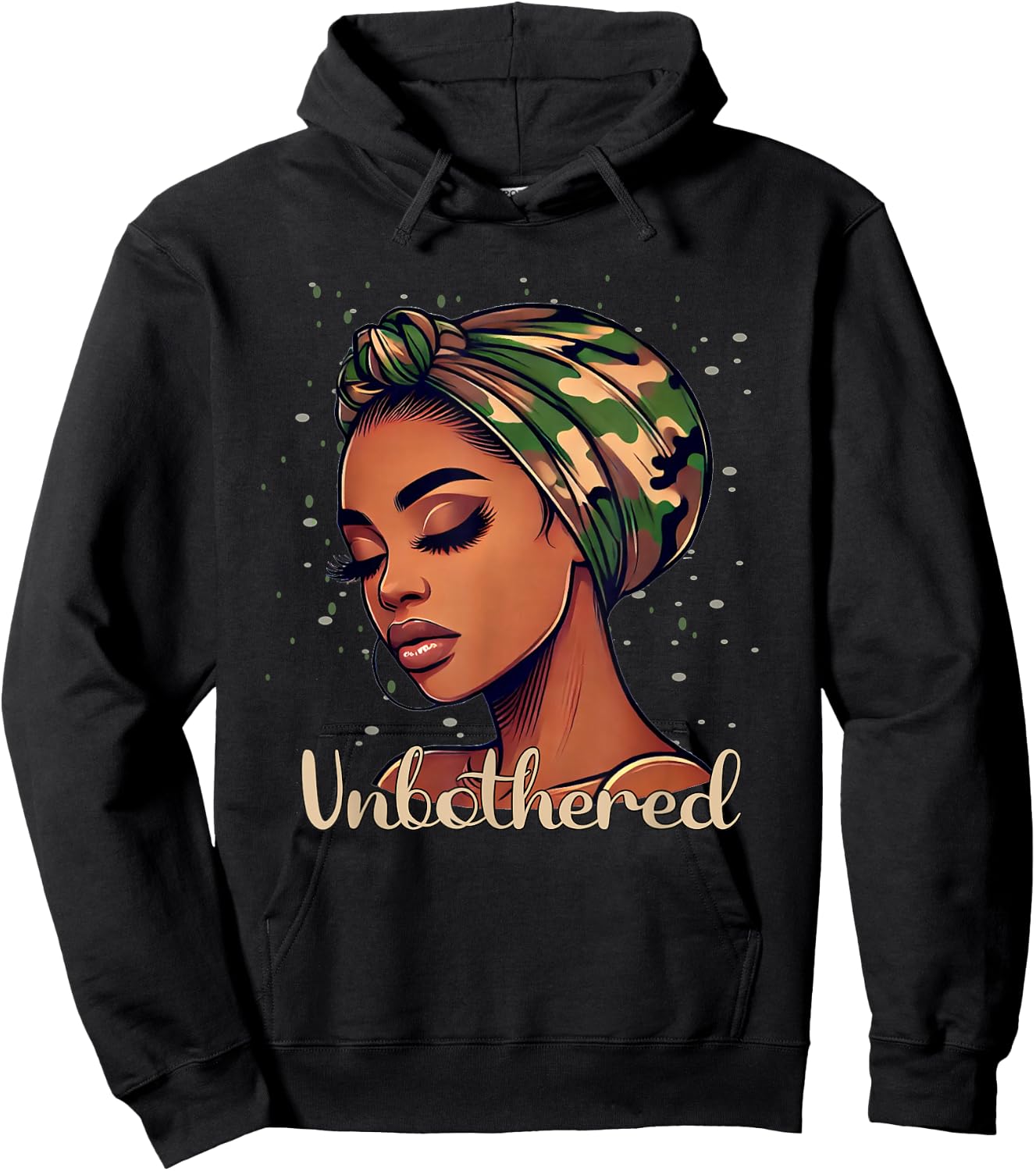 Unbothered Camo Scarf Black Woman Camouflage Hoodie - Hoodie | Black