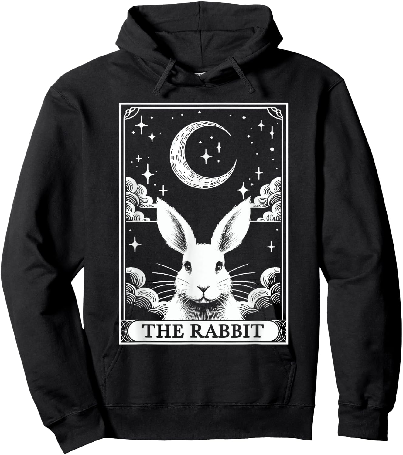 Tarot Card Vintage Crescent Moon Rabbit Animal Lovers Hoodie - Hoodie | Black