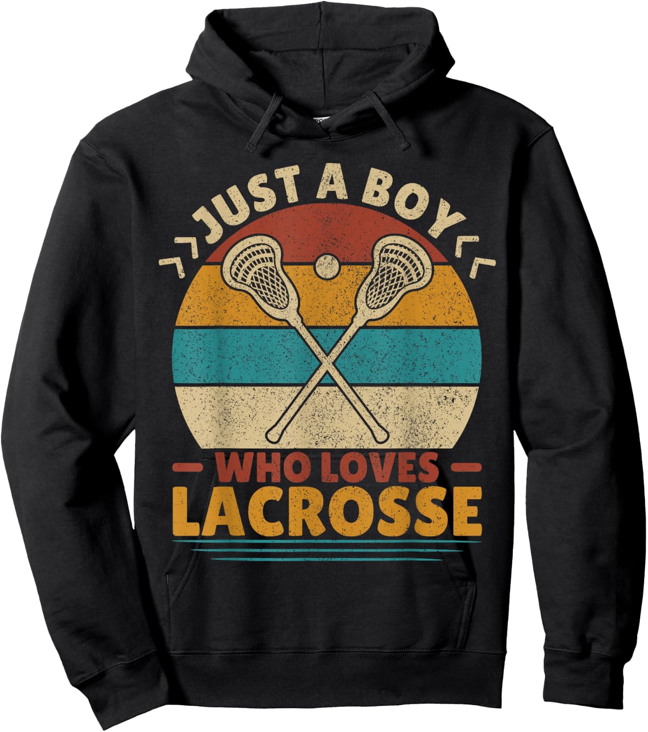 Just A Boy Who Loves Lacrosse Player Lax Lovers Boy Lacrosse Hoodie - Hoodie | Black