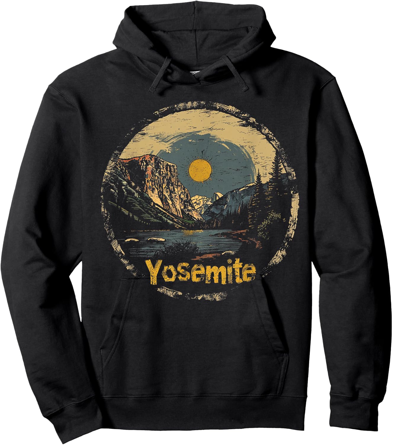 Yosemite - US National Park Vintage Men Women Kids Retro Hoodie - Hoodie | Black