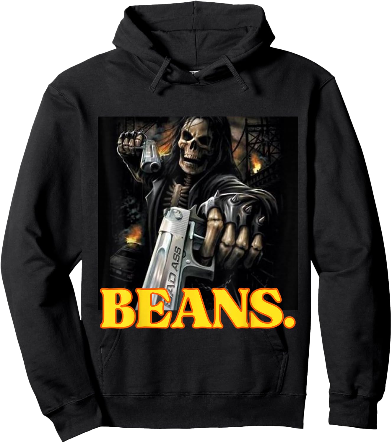 Beans Enjoyer Funny Cringe Hard Skeleton Meme Hoodie - Hoodie | Black