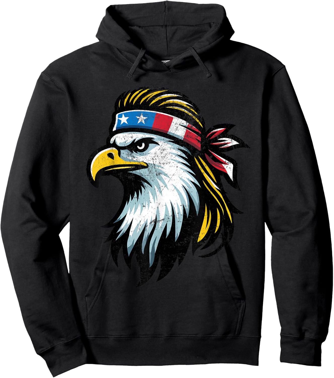 Patriotic USA Eagle Mullet American Flag - 4th of July Women Kids Men Hoodie - Hoodie | Black