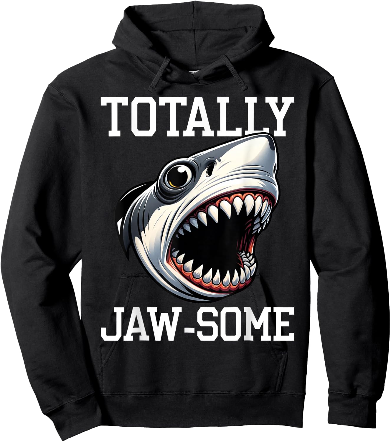 Cool Shark Totally Jaw-Some Beach Funny Shark Men Women Kids Hoodie - Hoodie | Black