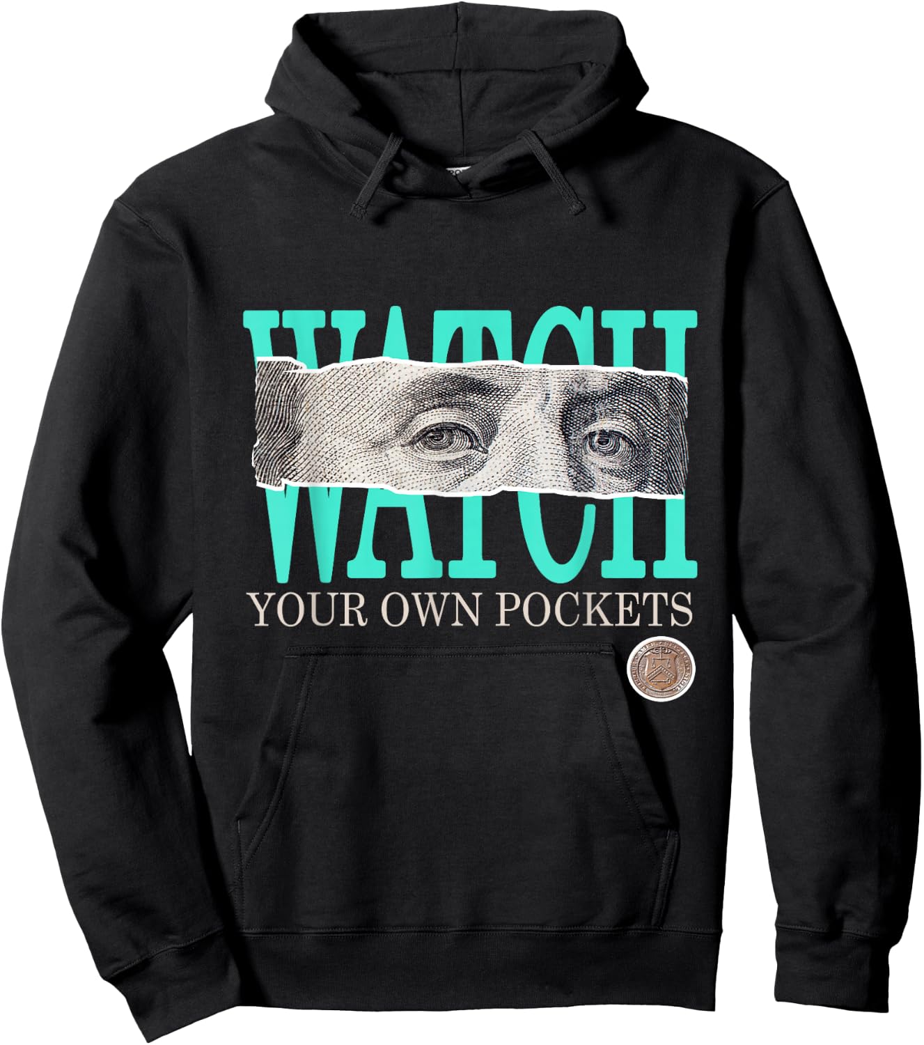 Light Teal Aqua Say Less Watch Your Own Pocket Teal Aqua Hoodie - Hoodie | Black