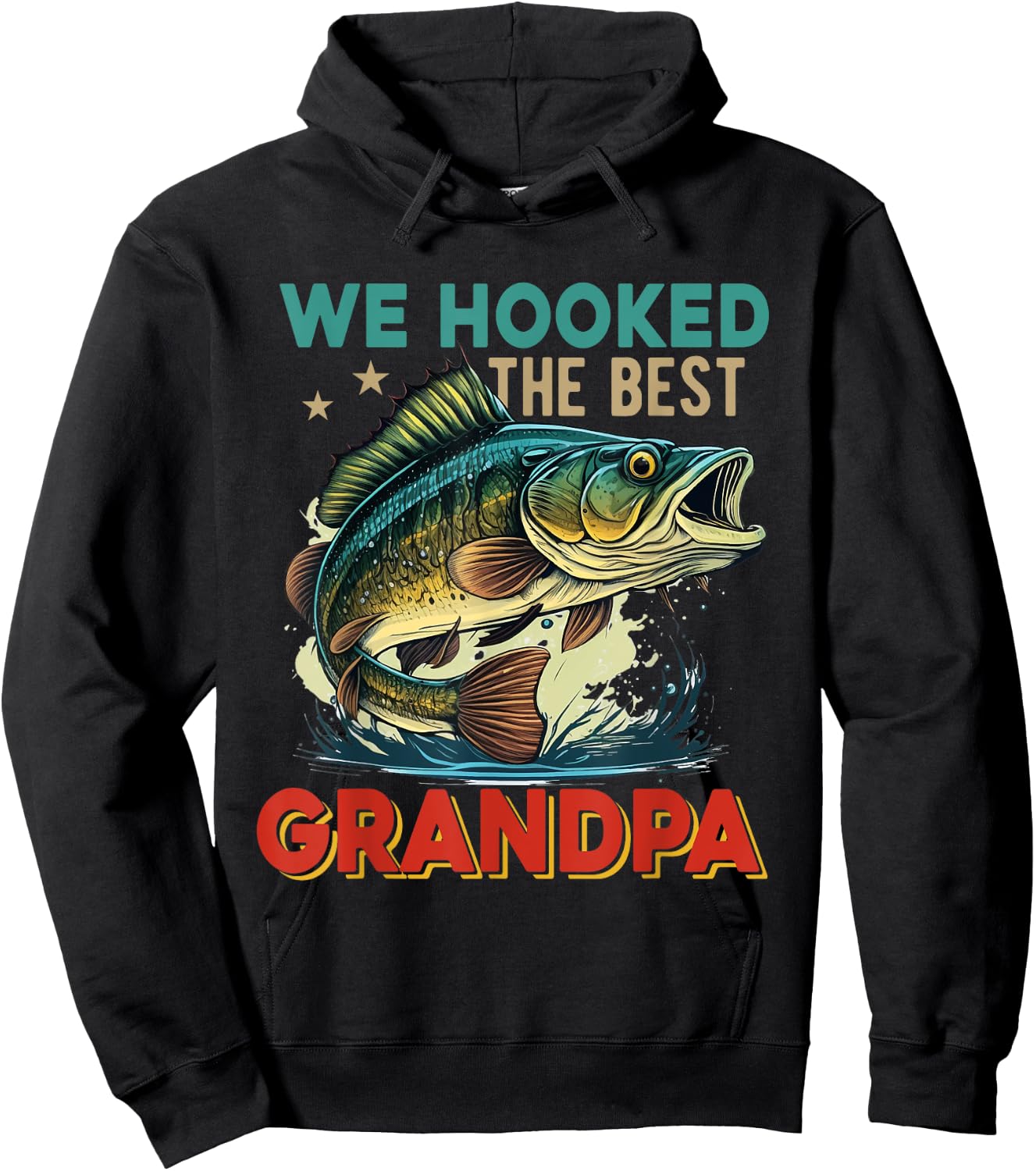 Vintage Retro We Hooked The Best Grandpa Father's Day Fisher Hoodie - Hoodie | Black