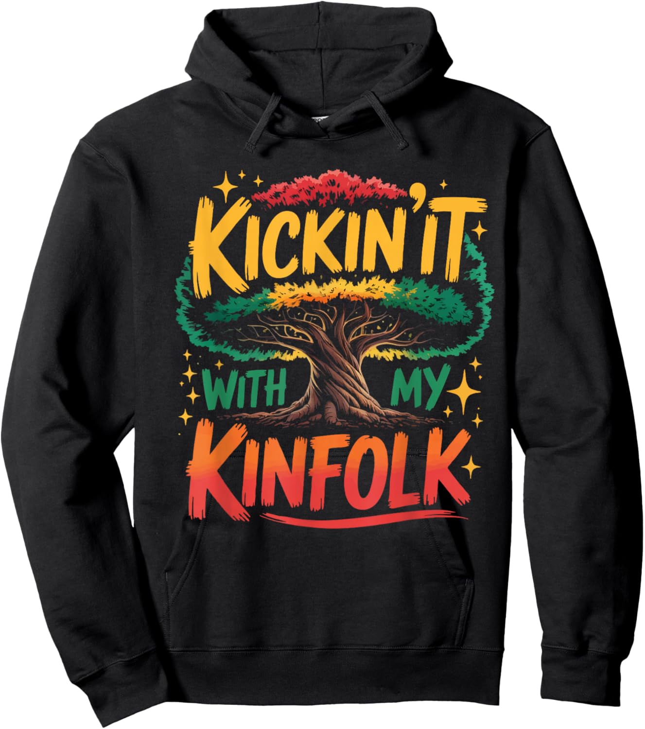 Kickin It with My Kinfolk Funny Family Reunion Tree Roots Hoodie - Hoodie | Black
