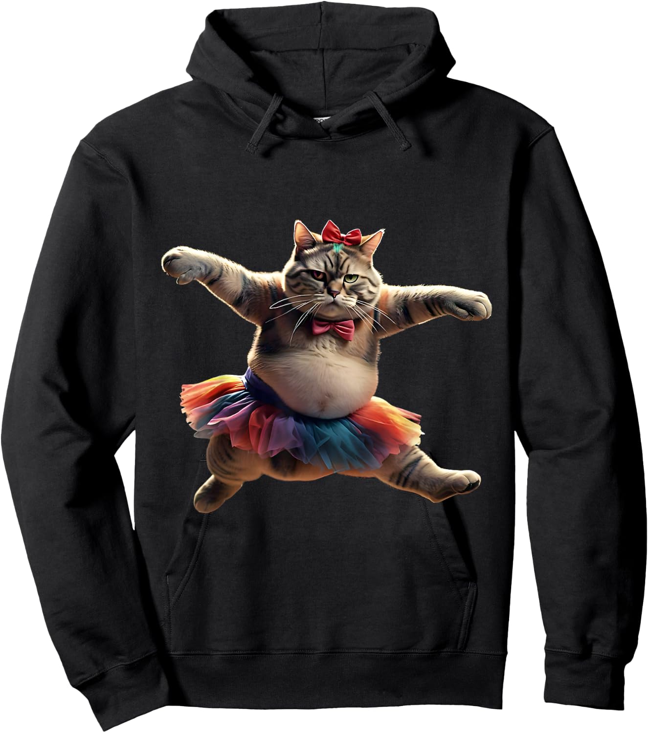 Funny Ballet Kitty Cat with a Big Belly Wearing a Tutu. Men Women Hoodie - Hoodie | Black
