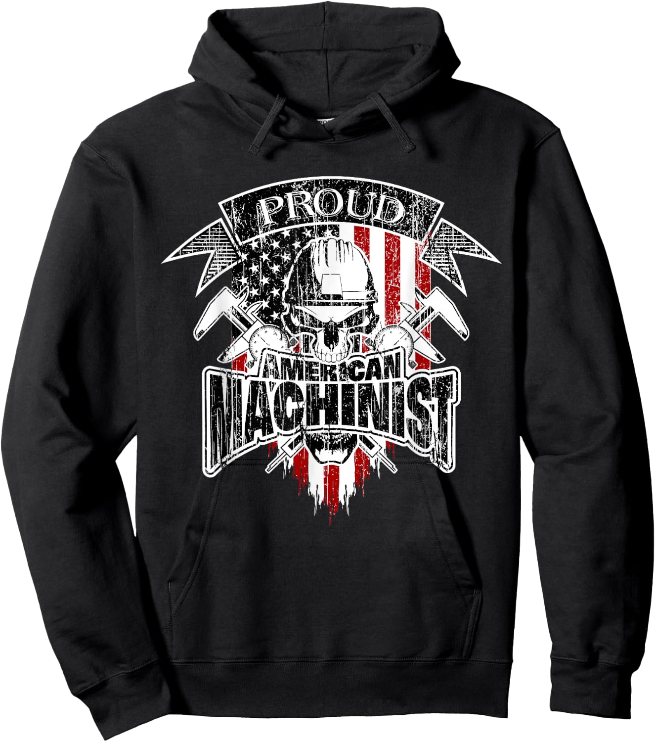 Proud Patriotic Machinist with American Flag Women Men Hoodie - Hoodie | Black