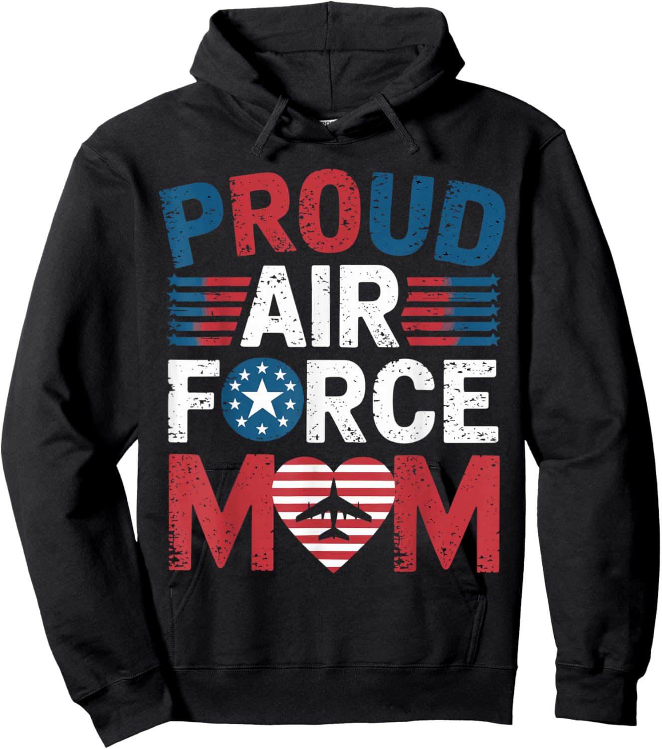 Proud Air Force Mom Flag Mom Airforce Air Force Mom Hoodie - Hoodie | Black