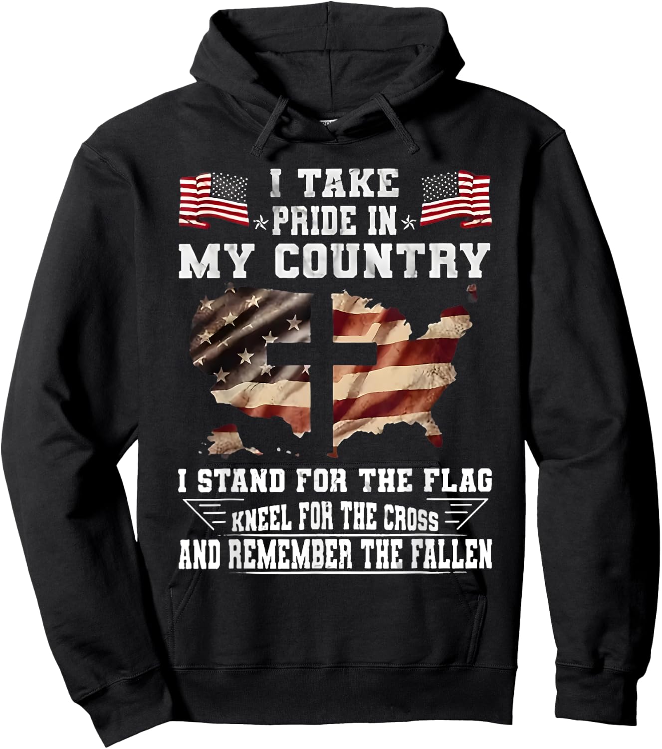 I Take Pride In My Country I Stand For The Flag Kneel USA Hoodie - Hoodie | Black