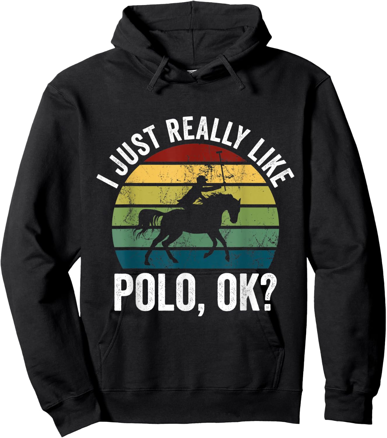 Retro Polo Rider I Just Really Like Polo OK Horse Riding Hoodie - Hoodie | Black