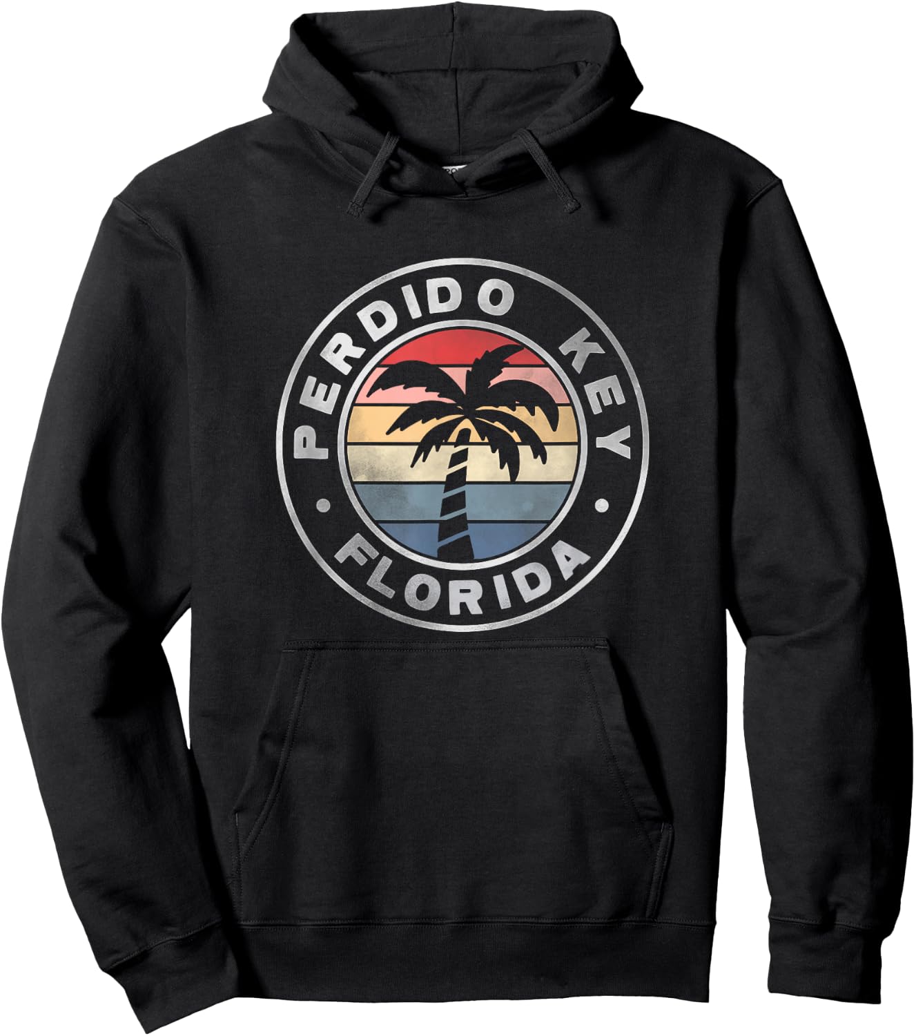 Perdido Key Florida Sunset Palm Trees Beach Retro Hoodie - Hoodie | Black