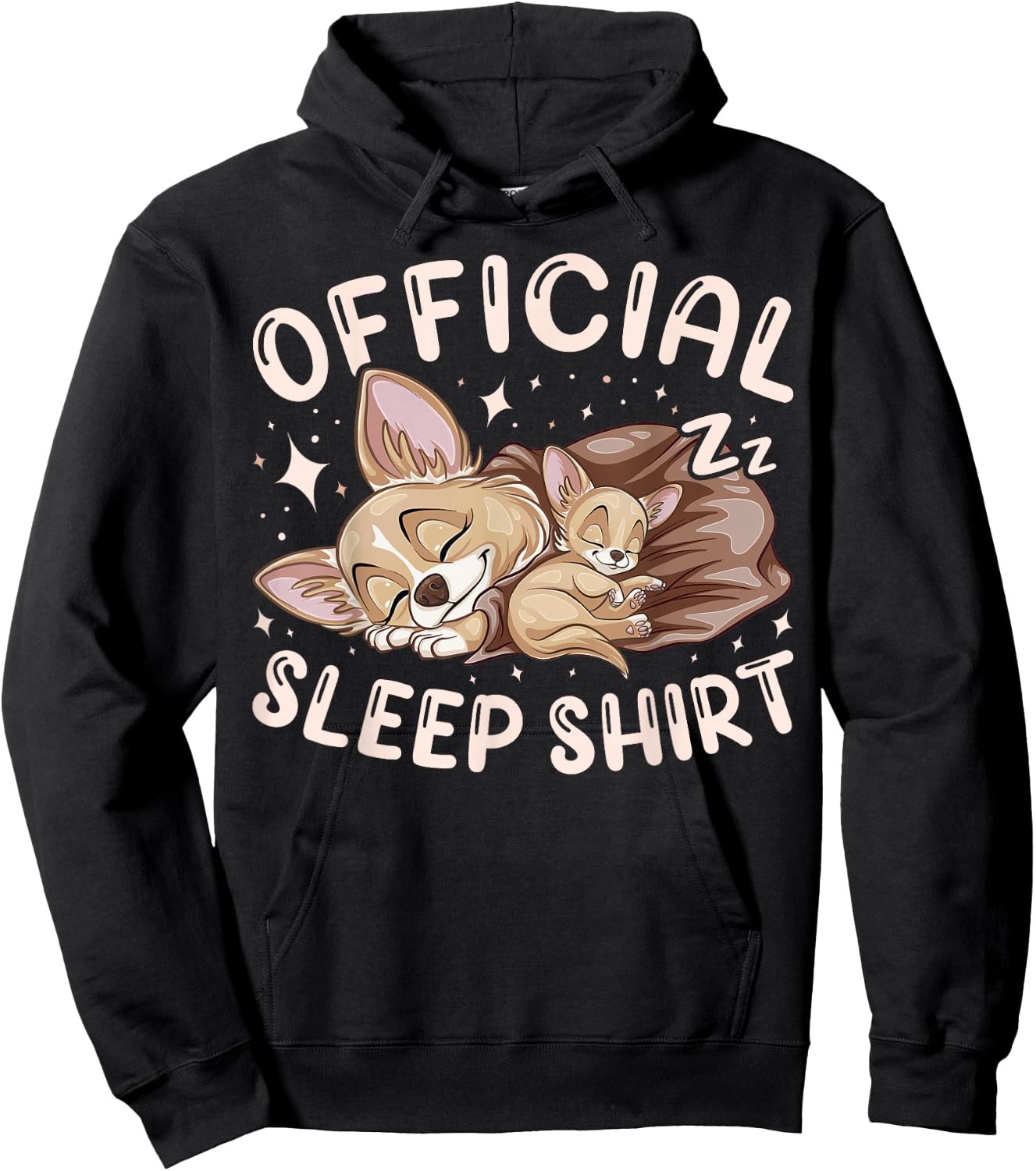 Official Sleep Shirt, Chihuahua Dog with Puppy Hoodie - Hoodie | Black
