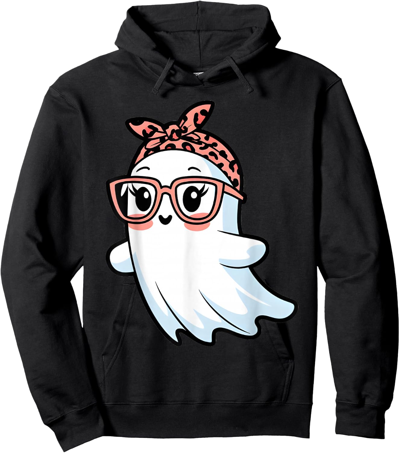 Cute Halloween Ghost Glasses Girl Ghost Costume Eyeglass Hoodie - Hoodie | Black