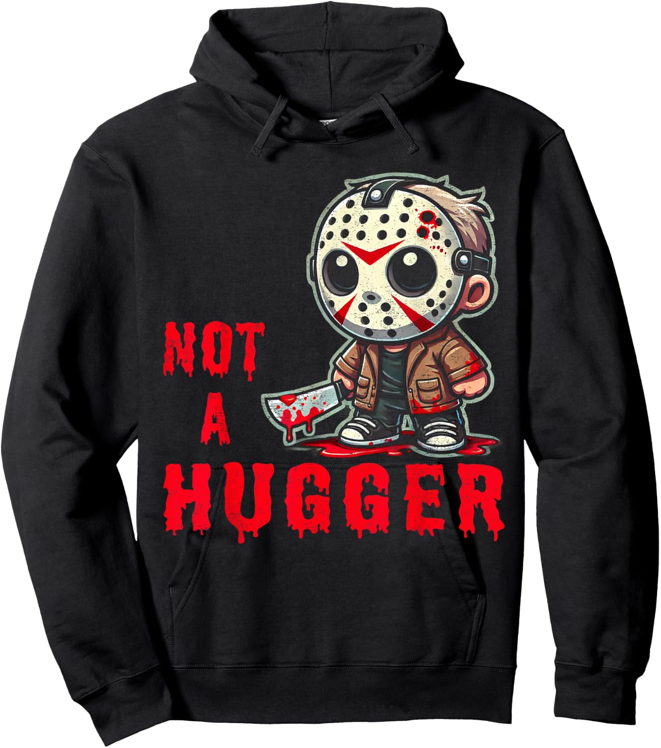 Not Funny Outfits Mask Lovers Adorable Movie Happily Huggers Hoodie - Hoodie | Black