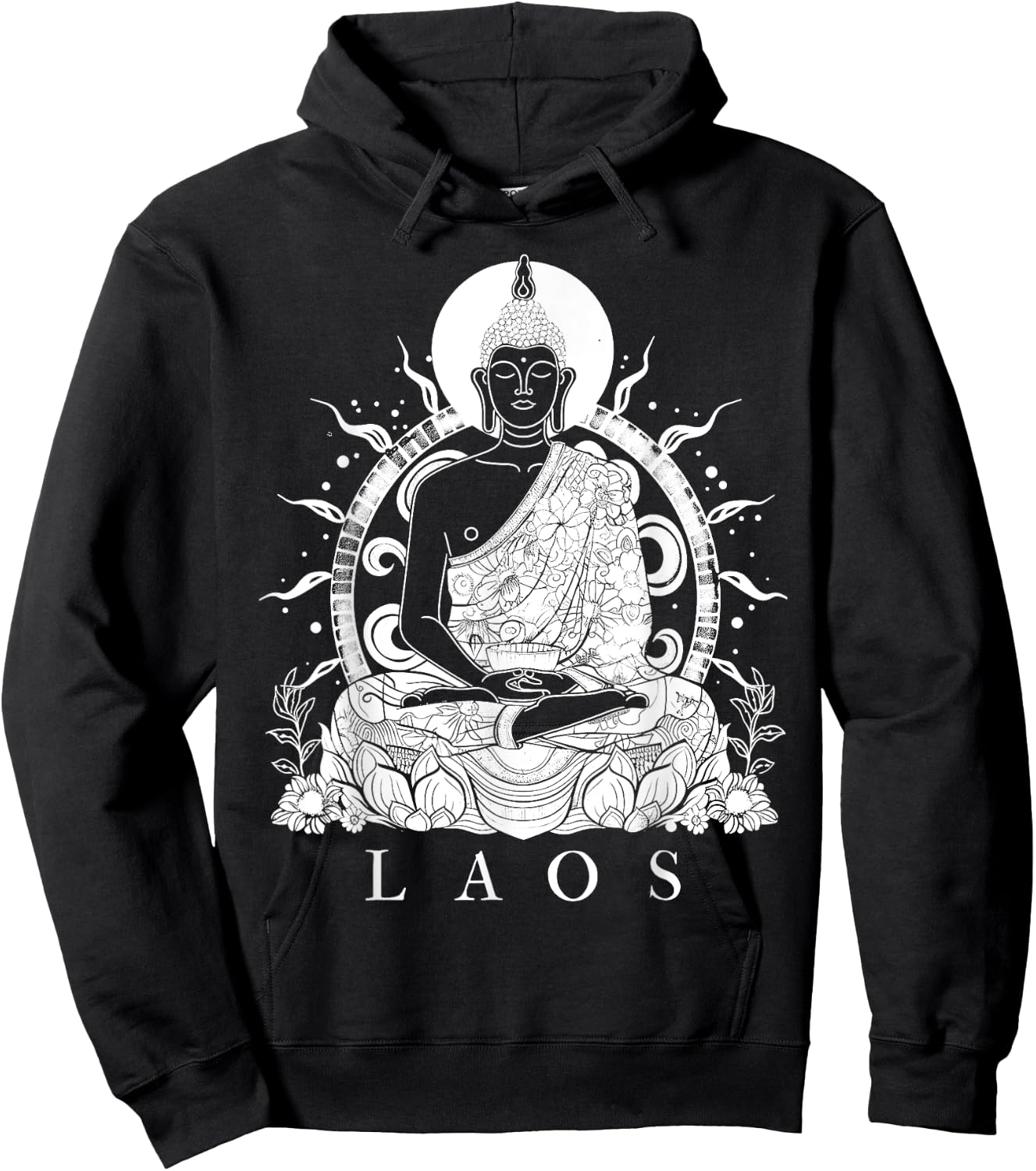 Laos Buddha Vintage Buddhist Souvenir Hoodie - Hoodie | Black