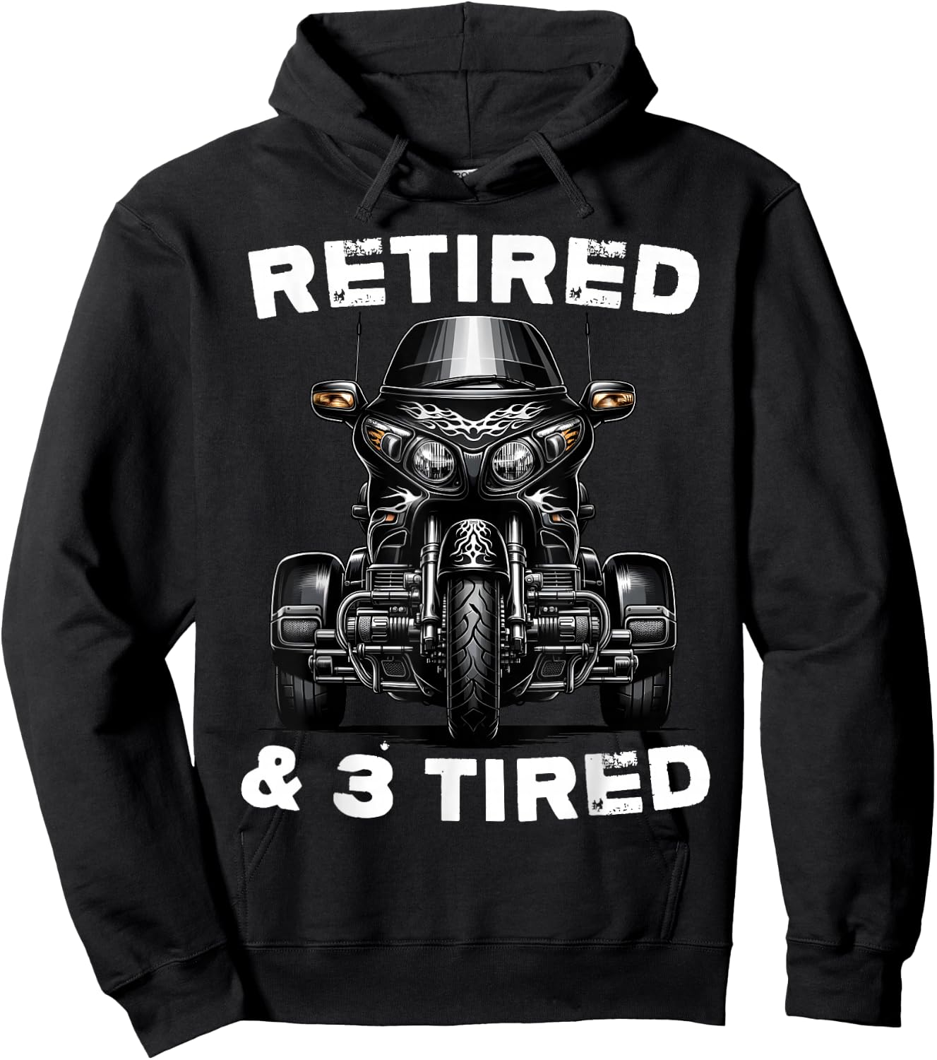 Retired Motorcycle trike Grandpa Three-wheeled Trike Dad Hoodie - Hoodie | Black