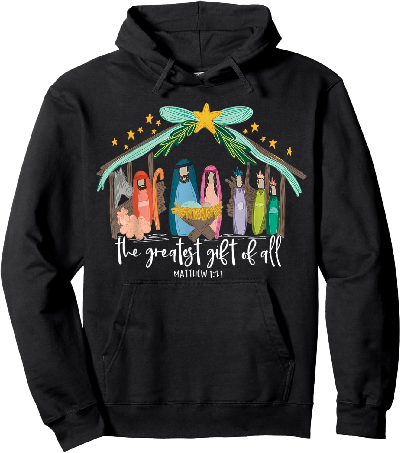 Greatest Gift Of All Nativity Christmas Baby Jesus Christian Hoodie - Hoodie | Black