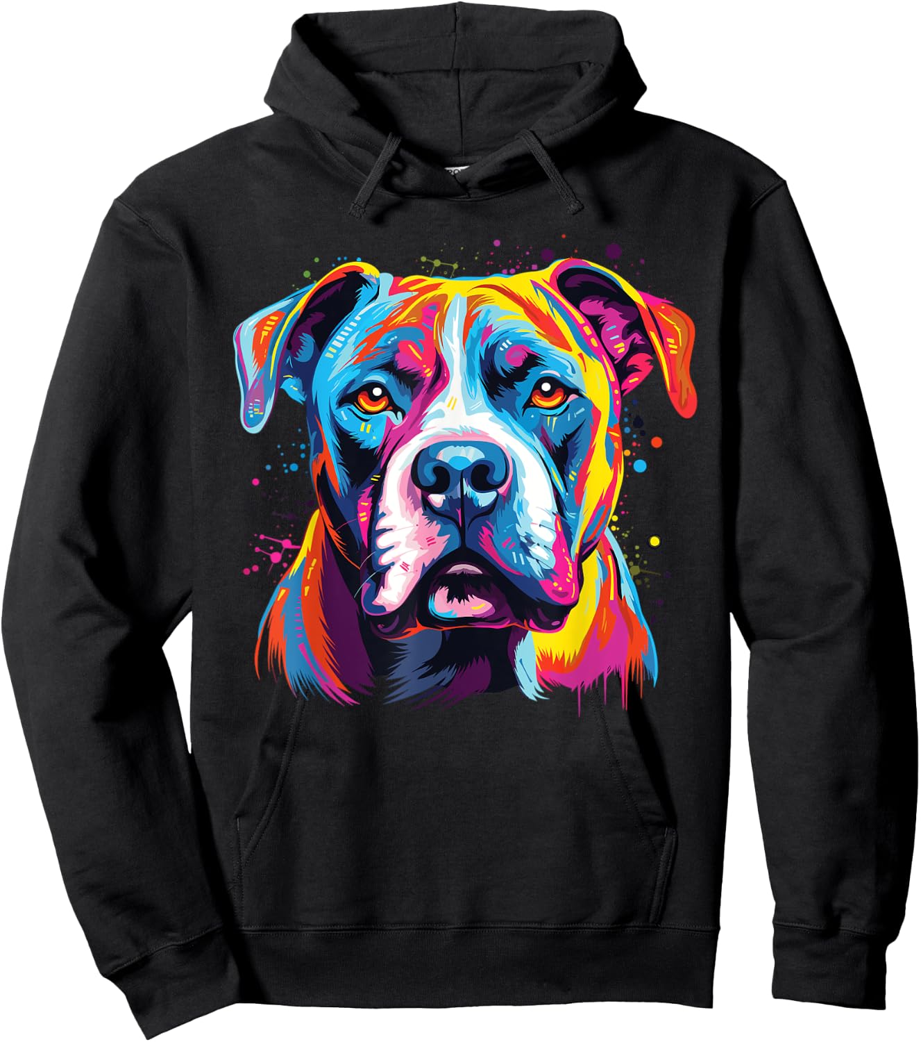 Watercolor Colorful American Bulldog Dog Hoodie - Hoodie | Black