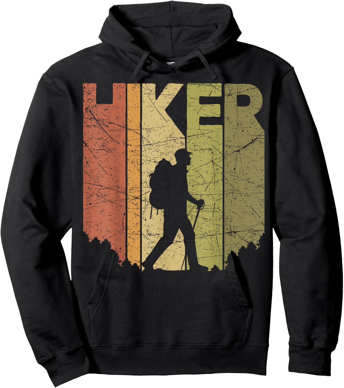 Hiker Vintage Outdoor Hiking Retro Mountain Hiker Graphic Hoodie - Hoodie | Black