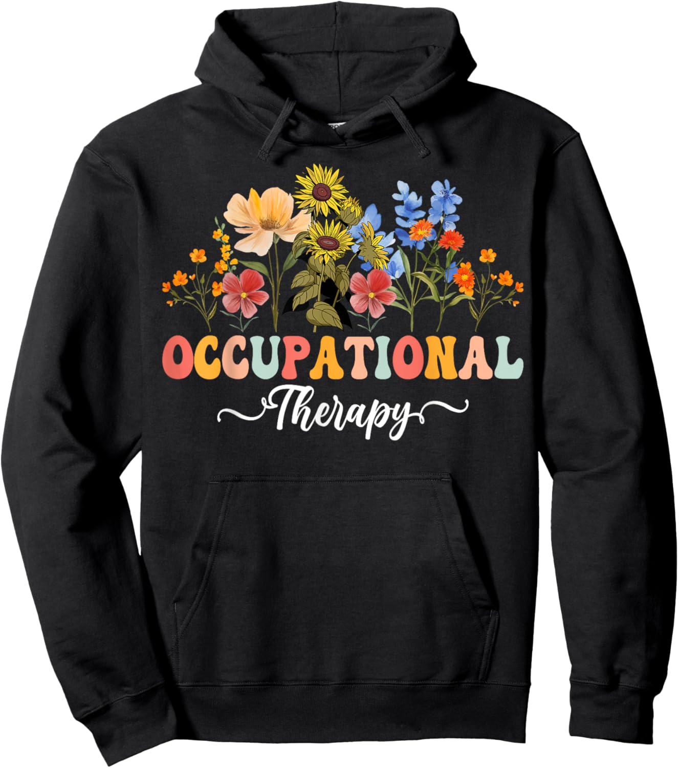 Occupational Therapy Retro Wildflower OT Hoodie - Hoodie | Black