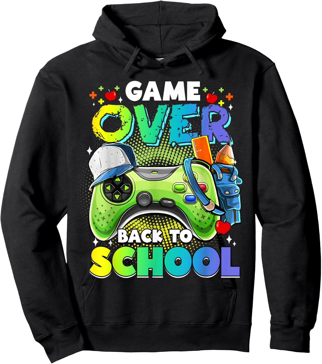Back To School , Boys, Kids Game Over Back To School Hoodie - Hoodie | Black