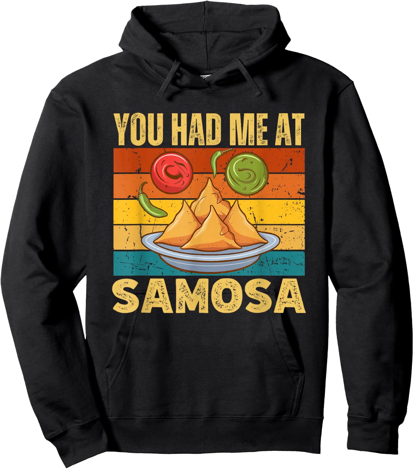 You Had Me At Samosa Funny Vintage Indian Food Lover Hoodie - Hoodie | Black