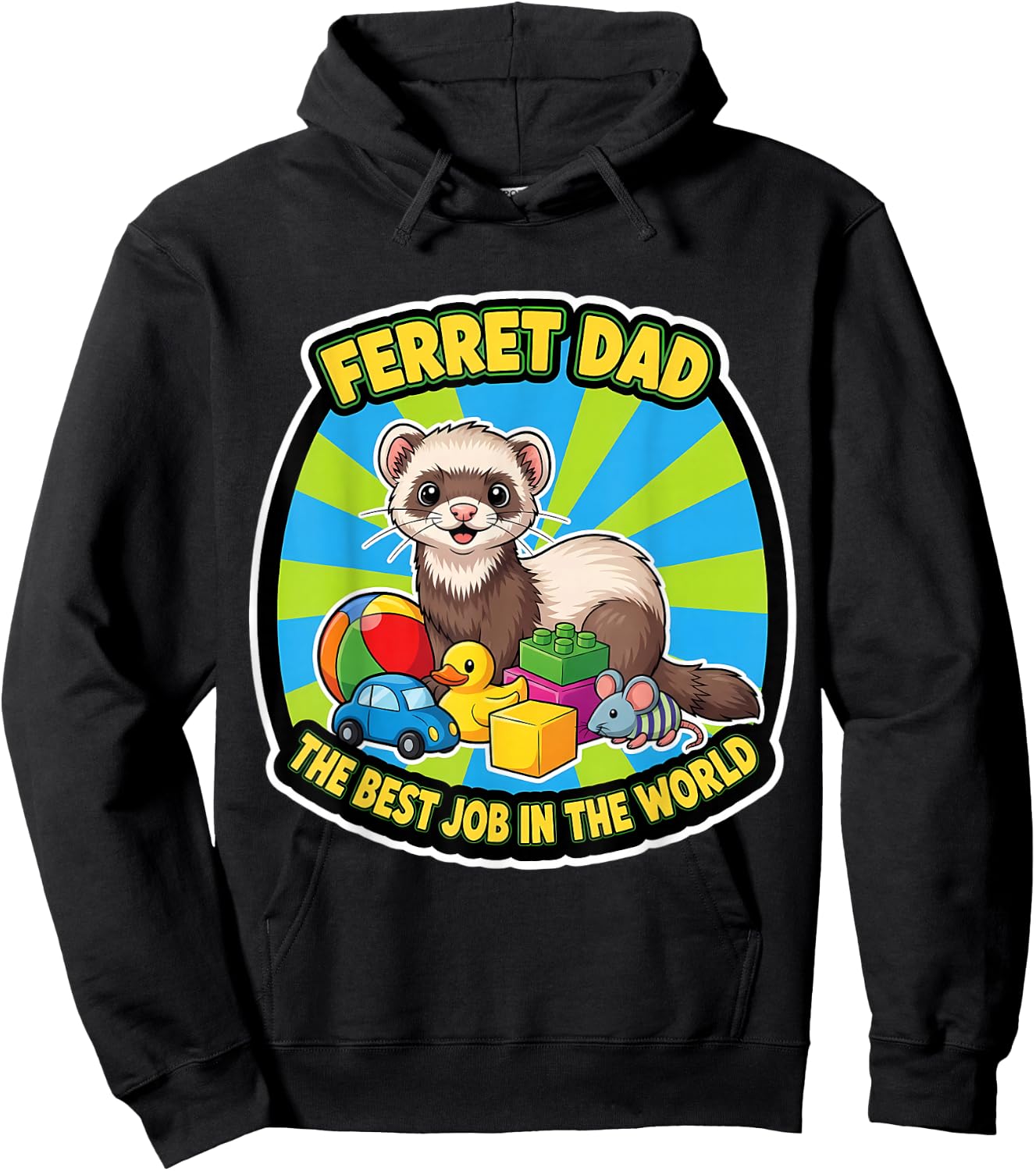 Funny Ferret Dad Best Job in The World Father's Day Parent Hoodie - Hoodie | Black