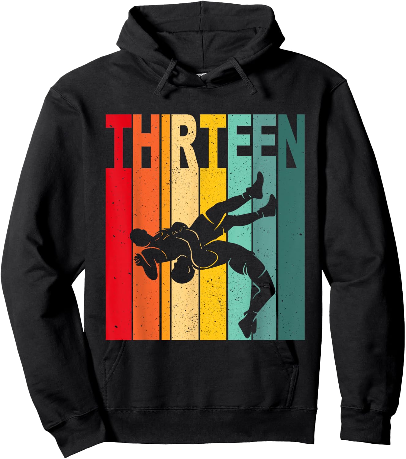 13th Retro Wrestling Theme 13 Year Old Kids Birthday Hoodie - Hoodie | Black
